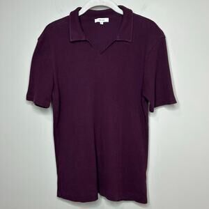 Reiss Open Collar Polo Shirt Size XS Waffle Knit Cotton Stretch